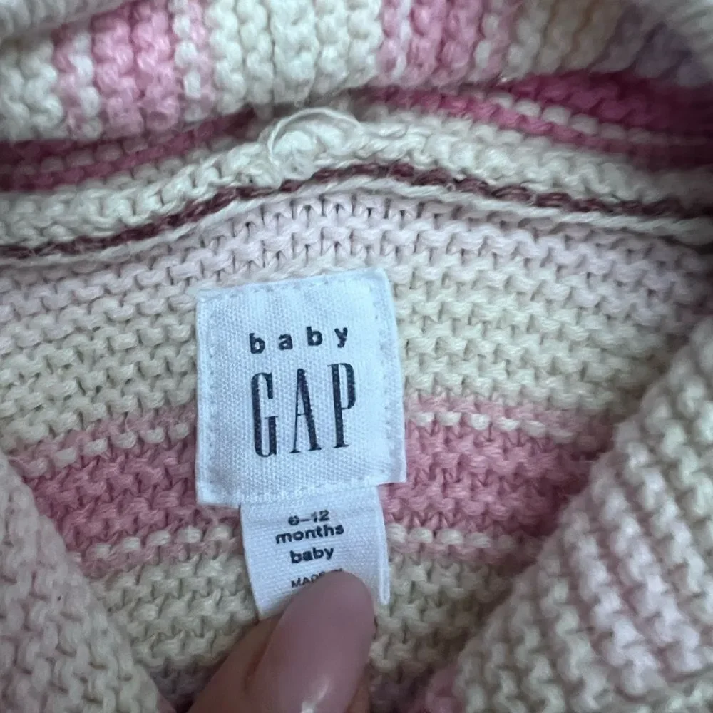 Baby Gap Baby Girls 6-12 Months Knit Hoodie Hooded Striped Cardigan Sweater